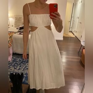 White maxi dress with side cut outs